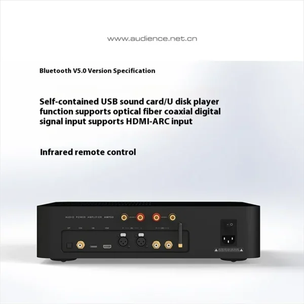 AMXEKR AMP50 Multi-functional Power Amplifier, High-end Hi-Fi Audiophile Digital Playback with Bluetooth Remote Control