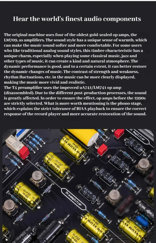 CHUBAN T4 High-Fidelity Preamp/Phonograph Amplifier Suitable for Multiple Audio Device Inputs