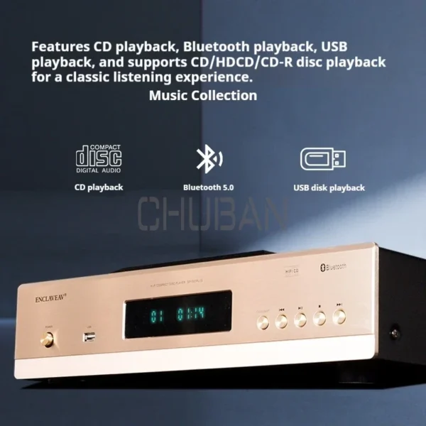DP560Plus HIFI Audiophile CD Player Record Player 9038 Decoding 5.0 Bluetooth Lossless USB Balanced Output with Remote Control