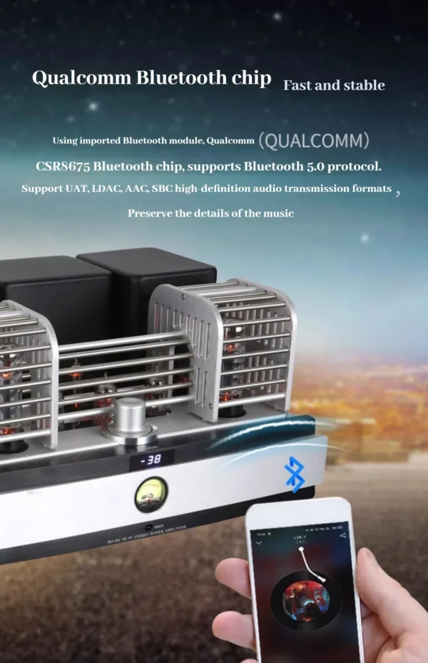 YAQIN MS-20L EL34 Tube Amplifier HiFi Bluetooth USB Digital Combined Imported Tube Speaker with Remote Control