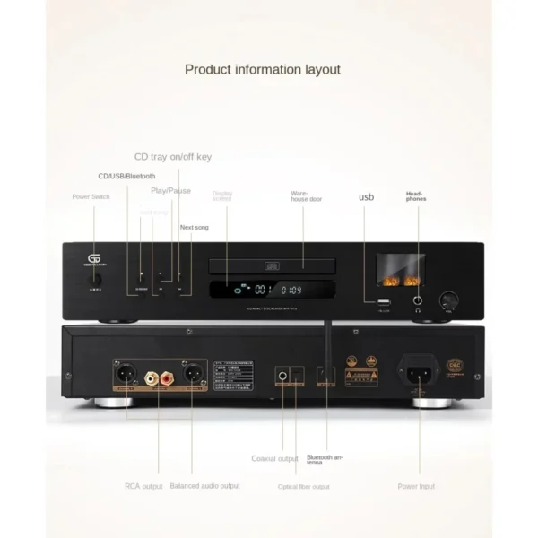 AMXEKR MH-D118 HIFI CD player High-fidelity lossless Bluetooth player USB playback amplifier tube