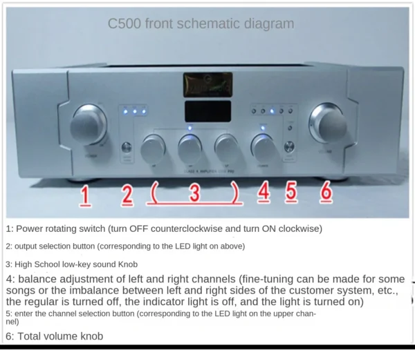 AMXEKR C500 Fully Balanced Pure A Tone Tube Preamplifier with Hifi Amplifier, Fever, High, Medium and Low Tone/pass-through