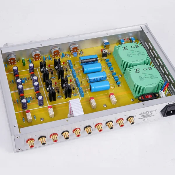 kf-S7d143d3d9f964f2e9345f62b7595d014l AMXEKR FV-2020 High-Fidelity Hi-Fi Preamplifier with Tone Adjustment, Aluminum Panel, and Gold-Plated Terminals.