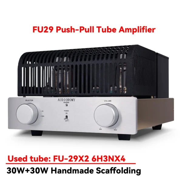 AMXEKR FU29 Fever Tube Amplifier 30W+30W, HIFI Push-pull Tube Amplifier, Manual Scaffolding. Input Sensitivity: 200mV