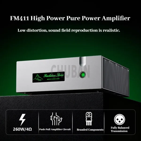 CHUBAN FM411 New Fully Balanced Class AB Power Amplifier, Pure Power Amplifier, High-Fidelity 260W High-Power Audio