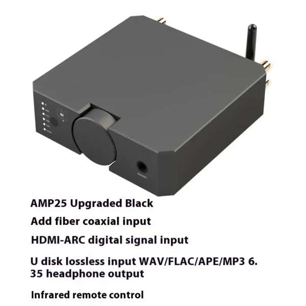 AMP25 Audiophile Dual Balance Power Amplifier Bluetooth 5.0 200W High Power HIFI Digital Audio Amplifier USB Playback HDMI