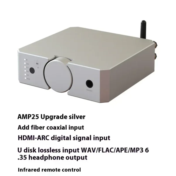 AMP25 Audiophile Dual Balance Power Amplifier Bluetooth 5.0 200W High Power HIFI Digital Audio Amplifier USB Playback HDMI