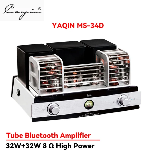 YAQIN MS-34D EL34 Vacuum Tube Integrated Amplifier with Bluetooth, 32W*2 Power, High-Fidelity Audiophile Home Audio