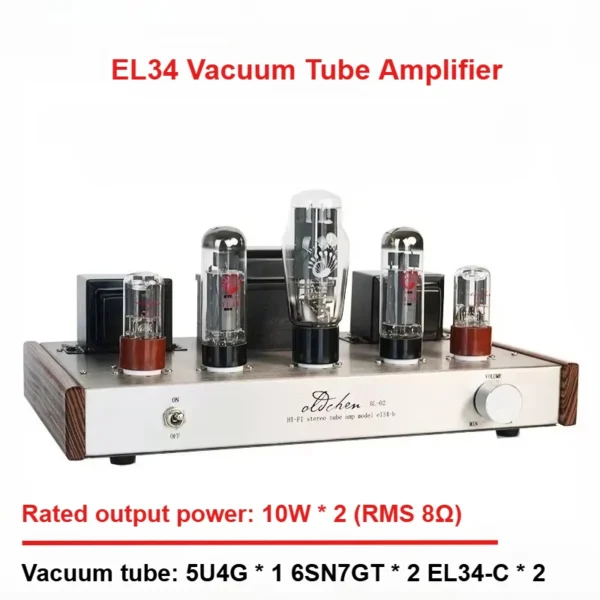 CHUBAN EL34 tube amplifier Class A, Hi-Fi audiophile, single-ended, hand-wired PSVANE tubes, Bluetooth optional.