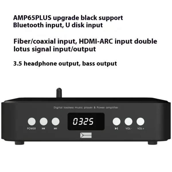 AMXEKR HIFI Digital Audio Amplifier 80W*2 Power Bluetooth 5.0 Music Turntable USB SD Card Input Support IR Remote Control FM